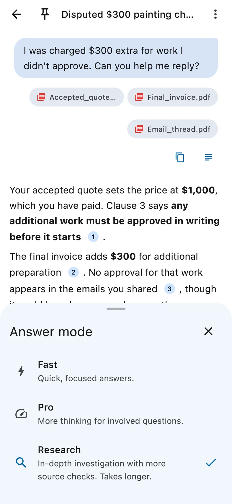 Choose how deeply the AI looks into it